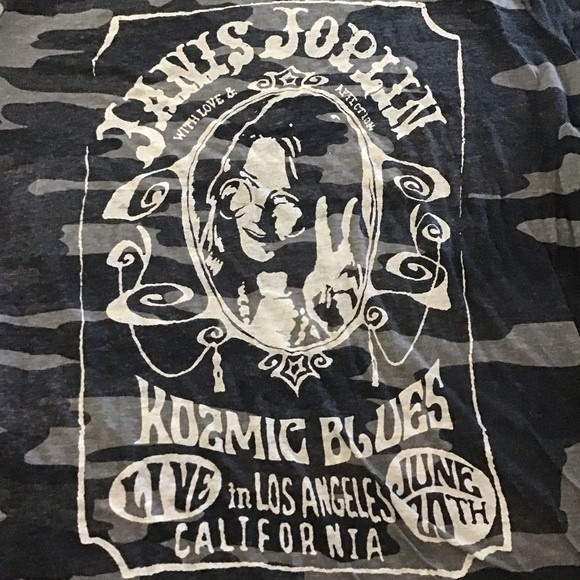 Janis Joplin Camo Burn Out Tee 2XL - Picture 2 of 6
